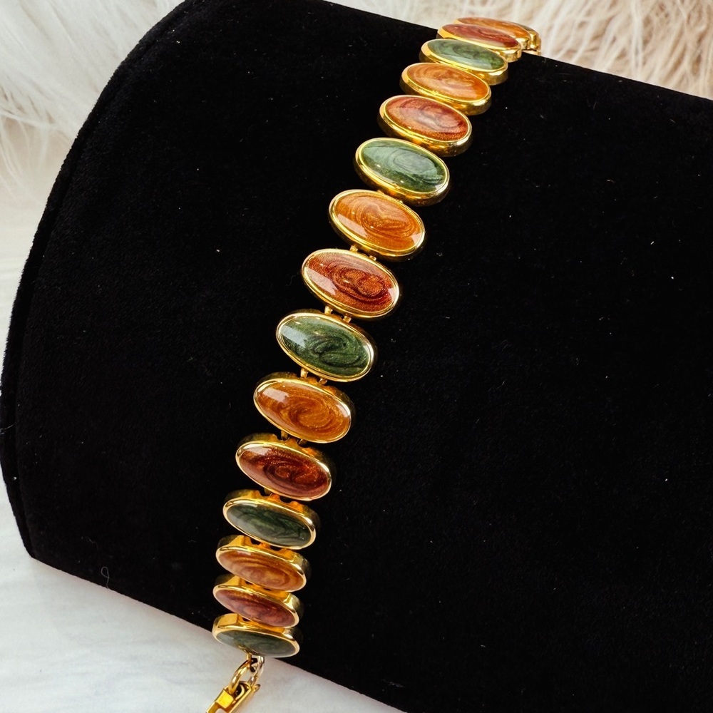 Vintage Goldtone Multicolor Enamel Bracelet